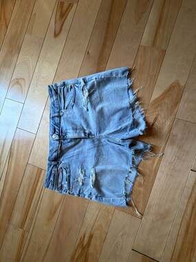 Size 16 American Eagle Women's Distressed High-Rise Raw Hem Denim Cut-Off Shorts
